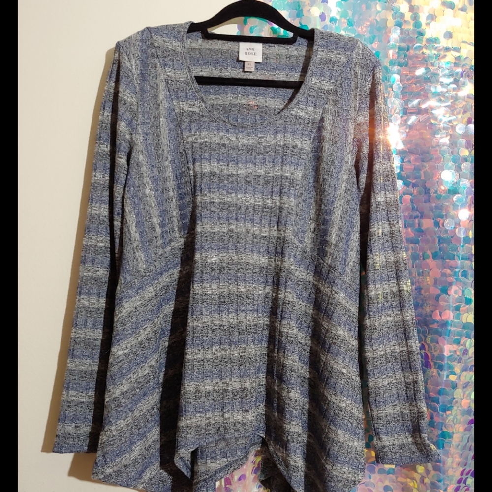 Knox Rose Handkerchief Long Sleeve Striped Blouse